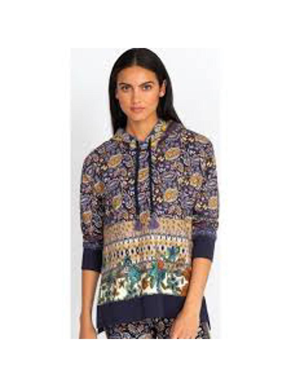 Johnny Was Women's Floral Patterned Hoodie Sweatshirt Small